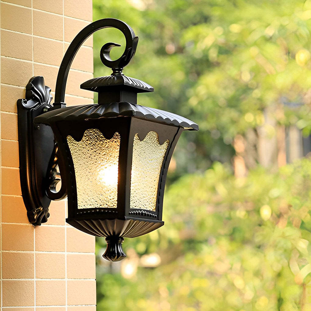 Creative Retro Glass Lantern Waterproof LED European-style Wall Lamp-Lighom