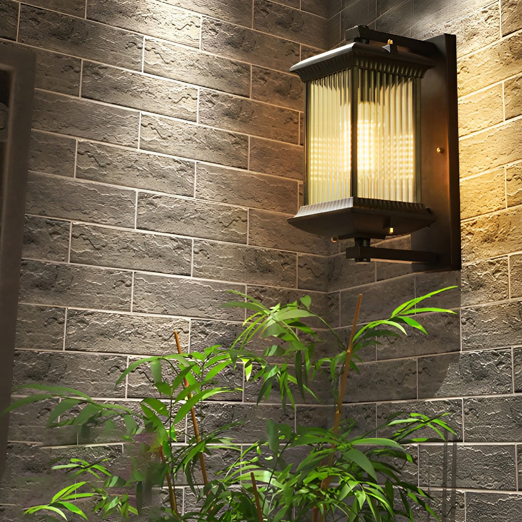 Outdoor Glass Brown Retro Exterior Wall Light