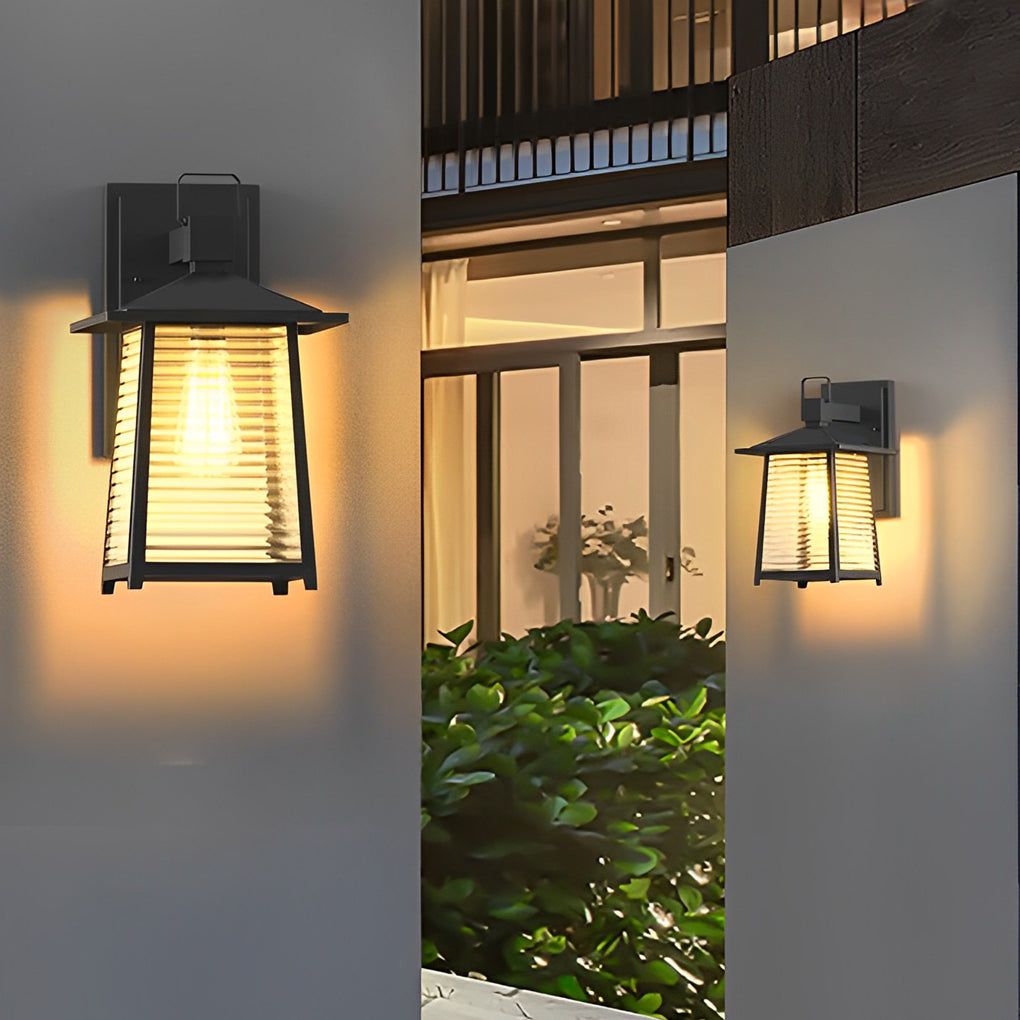 Thickened Glass Black Retro Solar Outdoor Wall Light