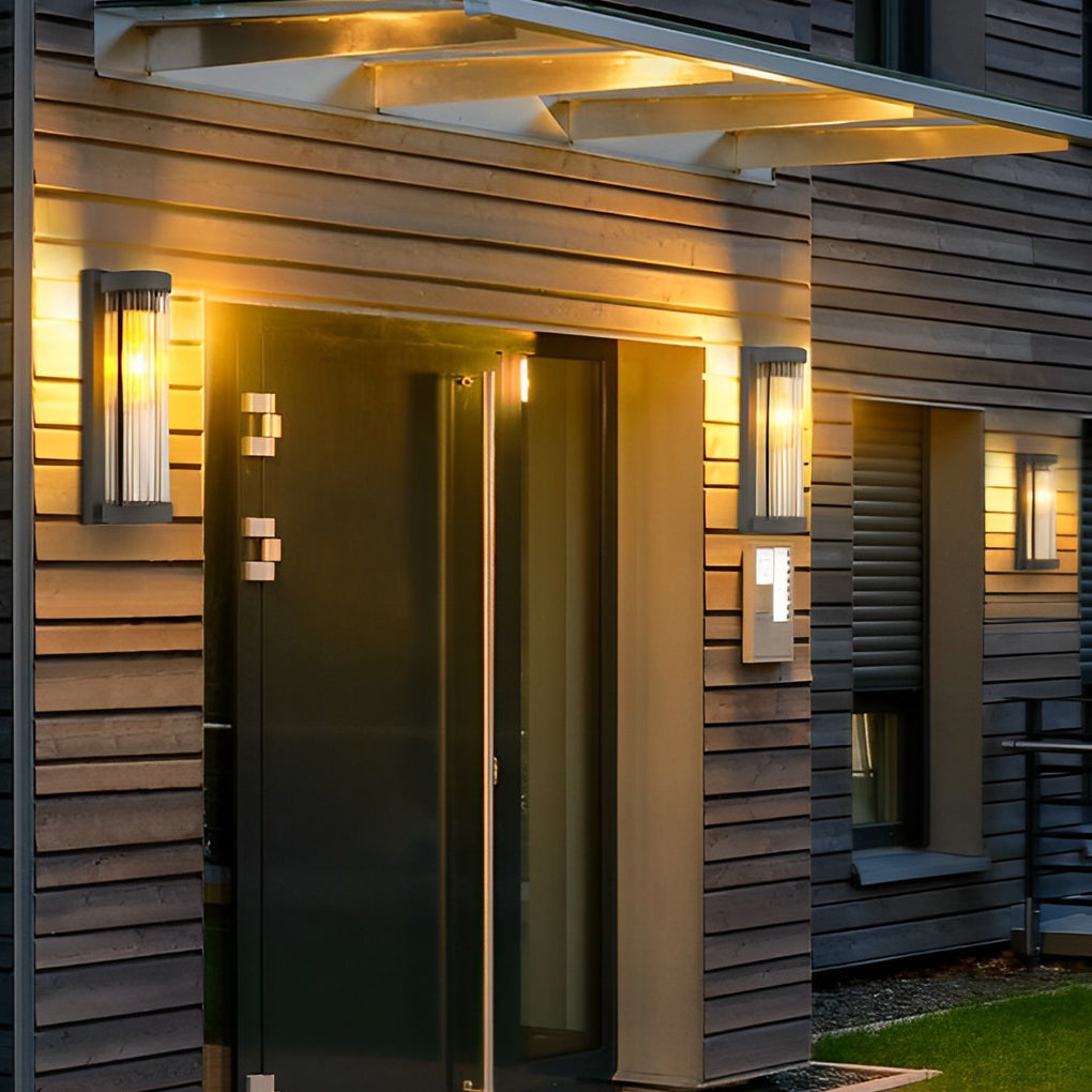 Glass Black LED Modern Solar Exterior Wall Lamp