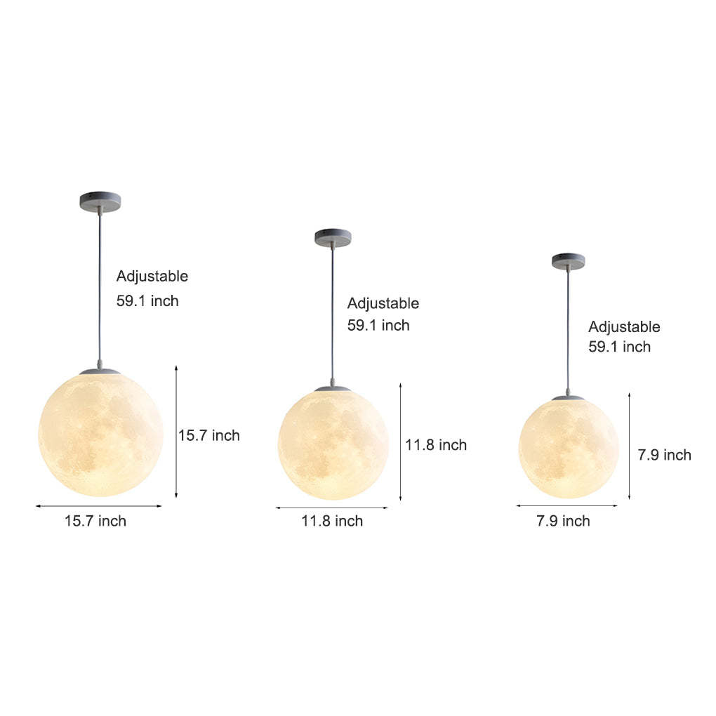 Round Moon Lunar 3D White Pendant Lamp