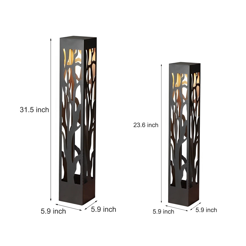 Solar-Powered Modern Outdoor Lawn Lamp with Creative Hollow-Out Branch Pattern-Lighom