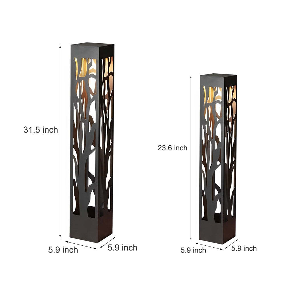 Solar-Powered Modern Outdoor Lawn Lamp with Creative Hollow-Out Branch Pattern-Lighom