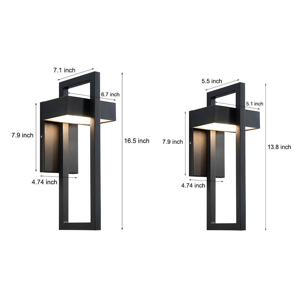 Rectangular Minimalist LED Waterproof Black Modern Outdoor Wall Lamp-Lighom