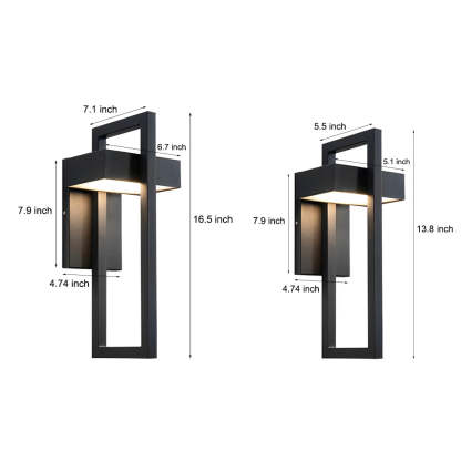 Rectangular Minimalist LED Waterproof Black Modern Outdoor Wall Lamp-Lighom