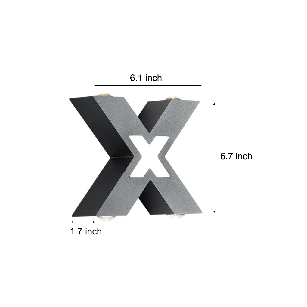 X Shape Creative Waterproof LED Black Modern Outdoor Wall Lamp Exterior Lights-Lighom