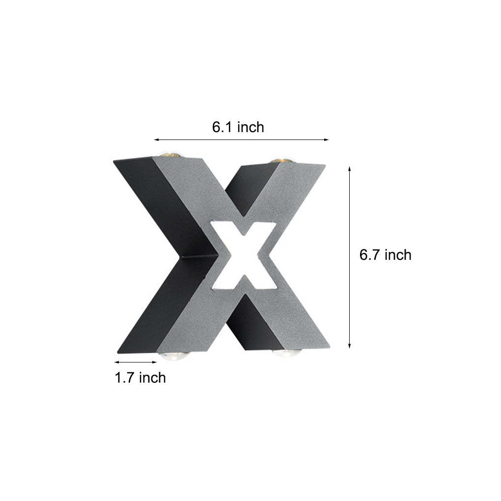 X Shape Creative Waterproof LED Black Modern Outdoor Wall Lamp Exterior Lights-Lighom
