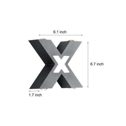 X Shape Creative Waterproof LED Black Modern Outdoor Wall Lamp Exterior Lights-Lighom