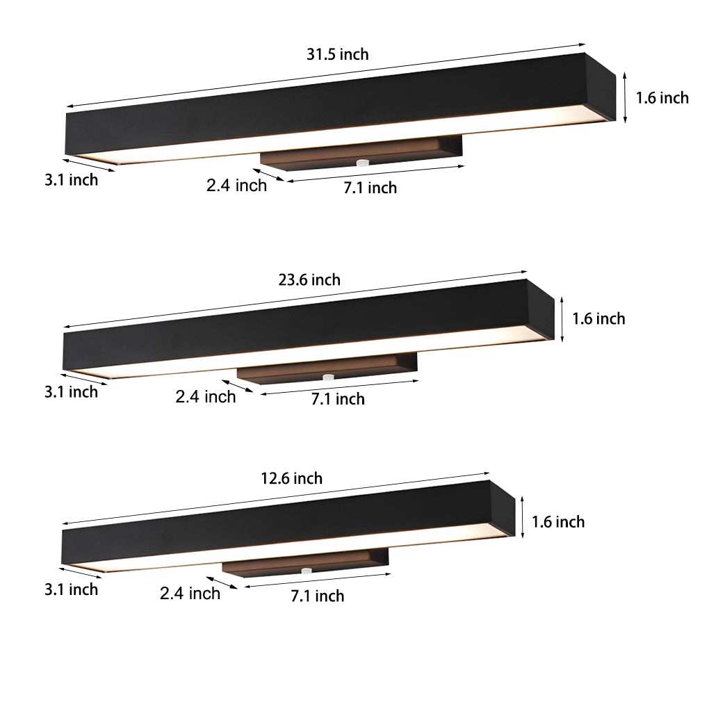 Outdoor Motion Sensor Black Rectangle Wall Light-Lighom