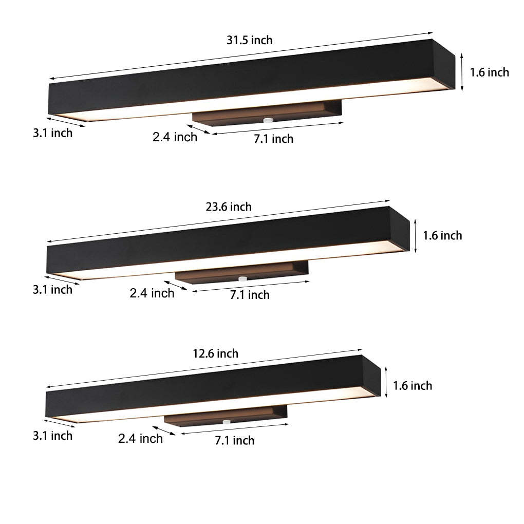 Outdoor Motion Sensor Black Rectangle Wall Light-Lighom