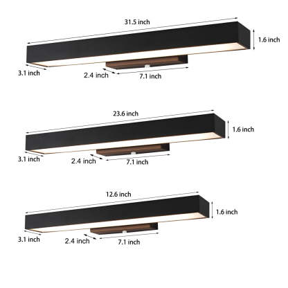 Outdoor Motion Sensor Black Rectangle Wall Light-Lighom