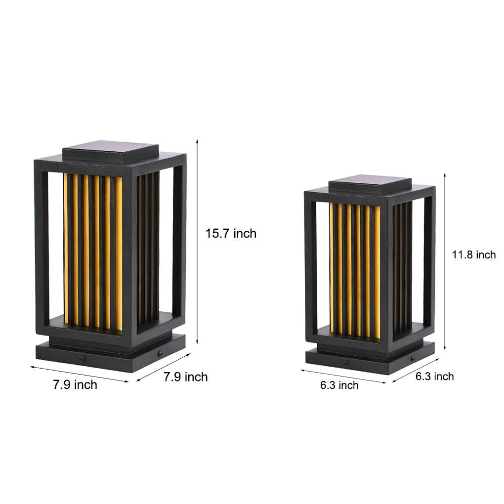 Modern Black LED Cage Pathway Lawn Lamp-Lighom