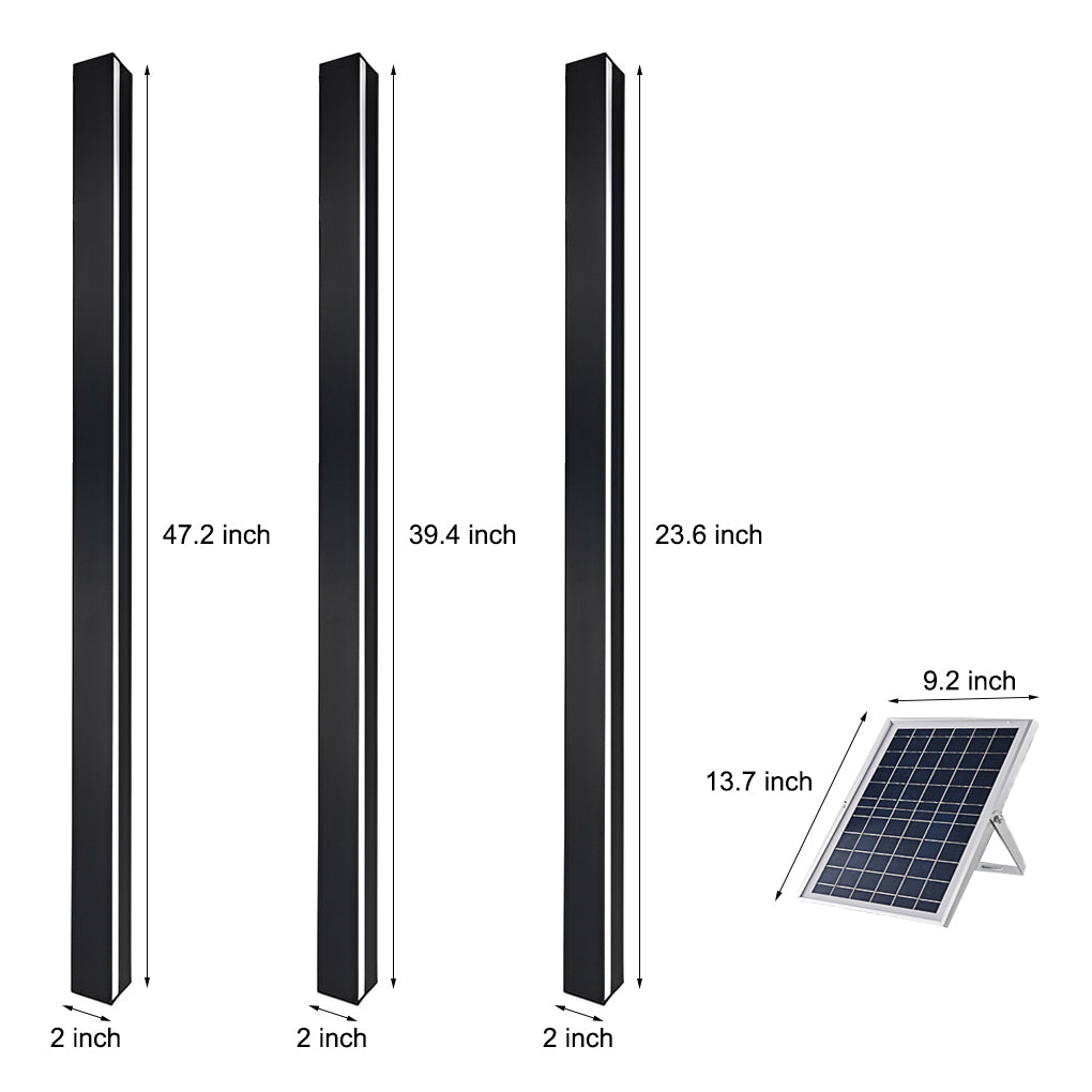 Minimalist Long Strip LED Waterproof Black Modern Solar Wall Sconce Lighting-Lighom