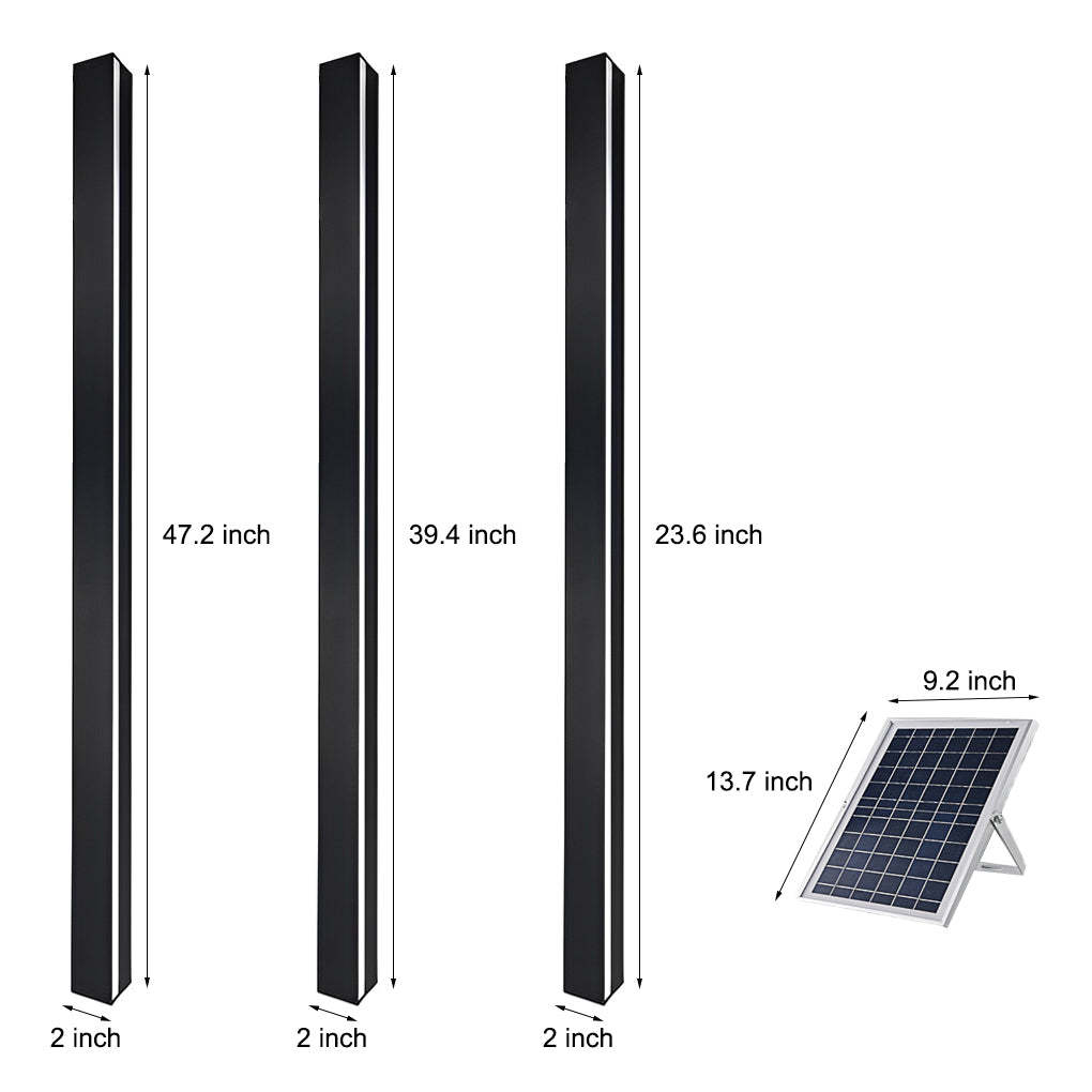 Minimalist Long Strip LED Waterproof Black Modern Solar Wall Sconce Lighting-Lighom