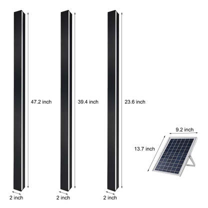 Minimalist Long Strip LED Waterproof Black Modern Solar Wall Sconce Lighting-Lighom