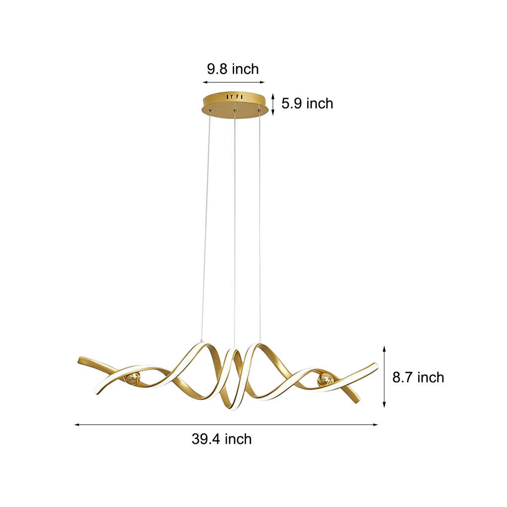 Wave Strip Twisted Dimmable LED Nordic Chandelier