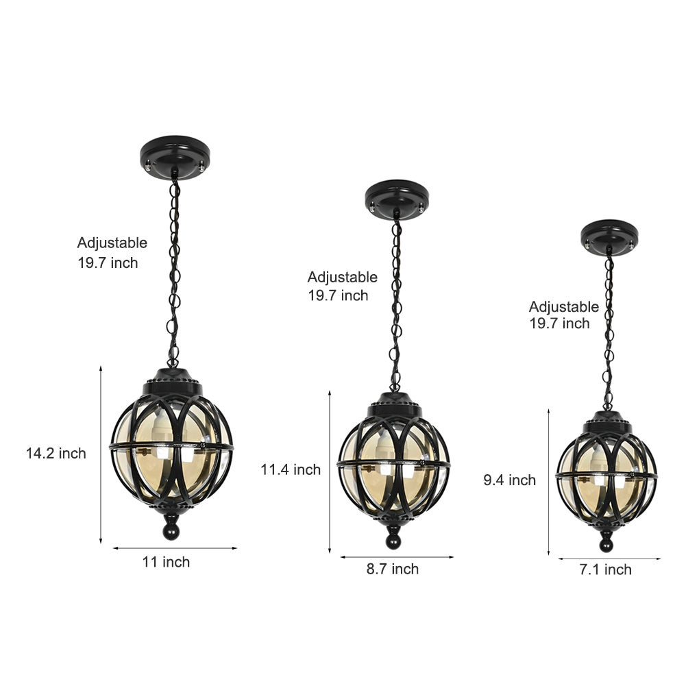 European-style Retro Pendant Aluminum Glass Hanging Ball Outdoor Ceiling Light-Lighom