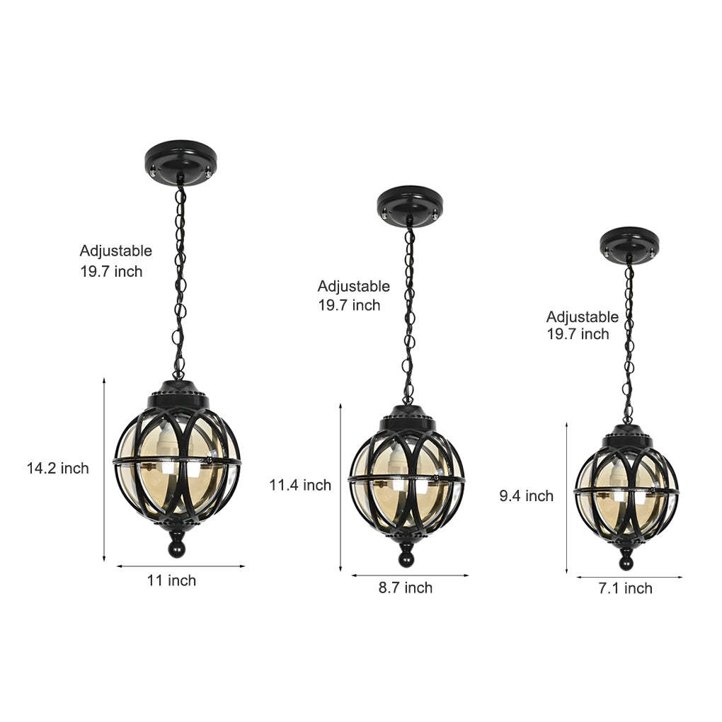 European-style Retro Pendant Aluminum Glass Hanging Ball Outdoor Ceiling Light-Lighom