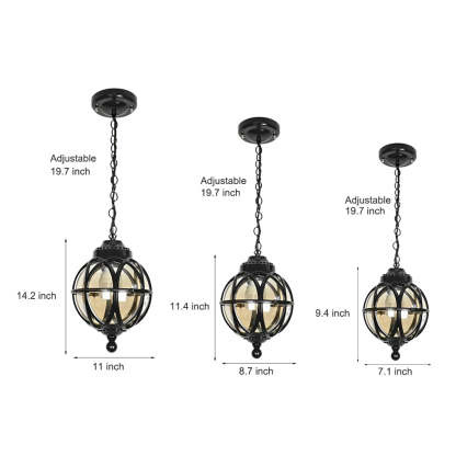 European-style Retro Pendant Aluminum Glass Hanging Ball Outdoor Ceiling Light-Lighom