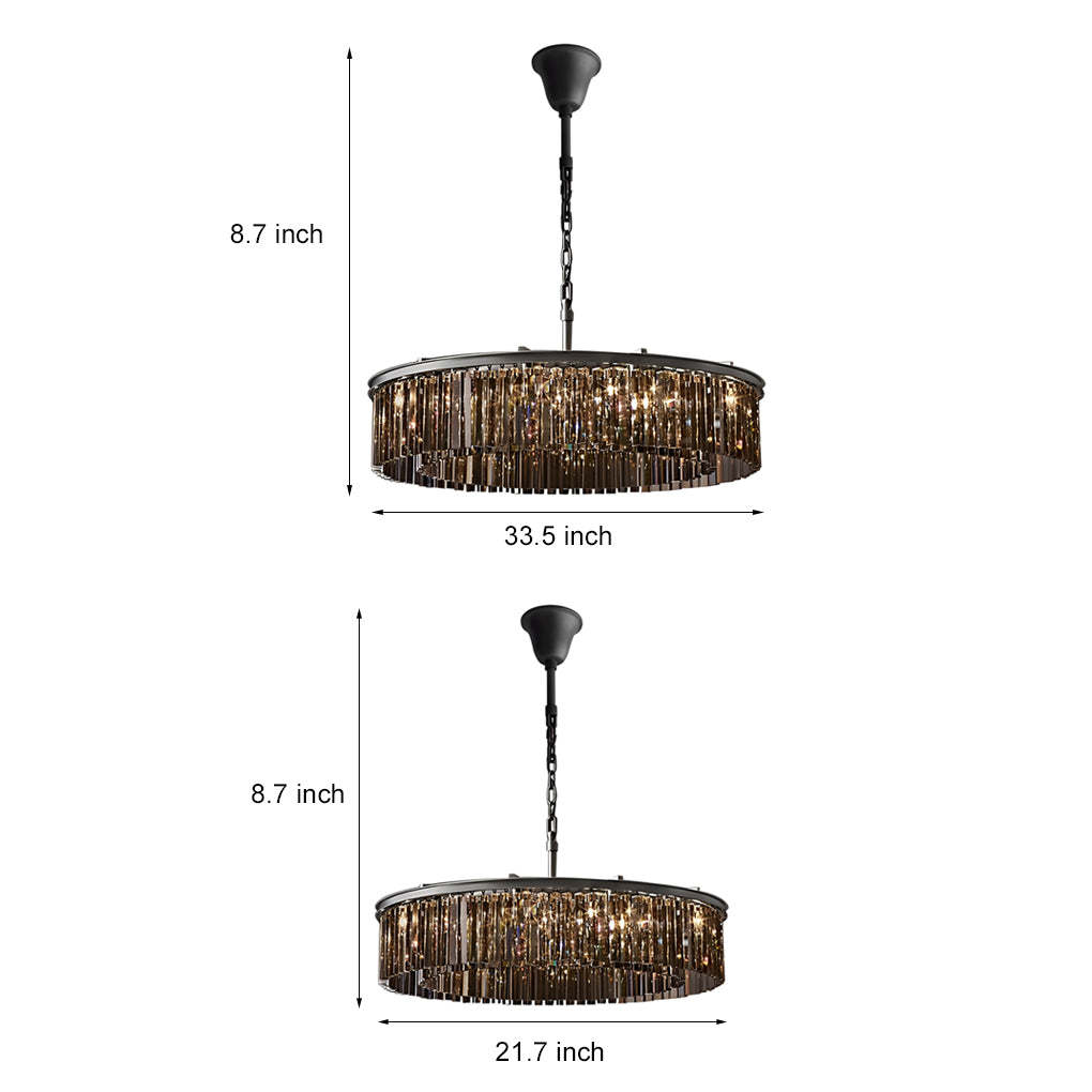 Round Metal Crystal Strip Retro American Chandelier