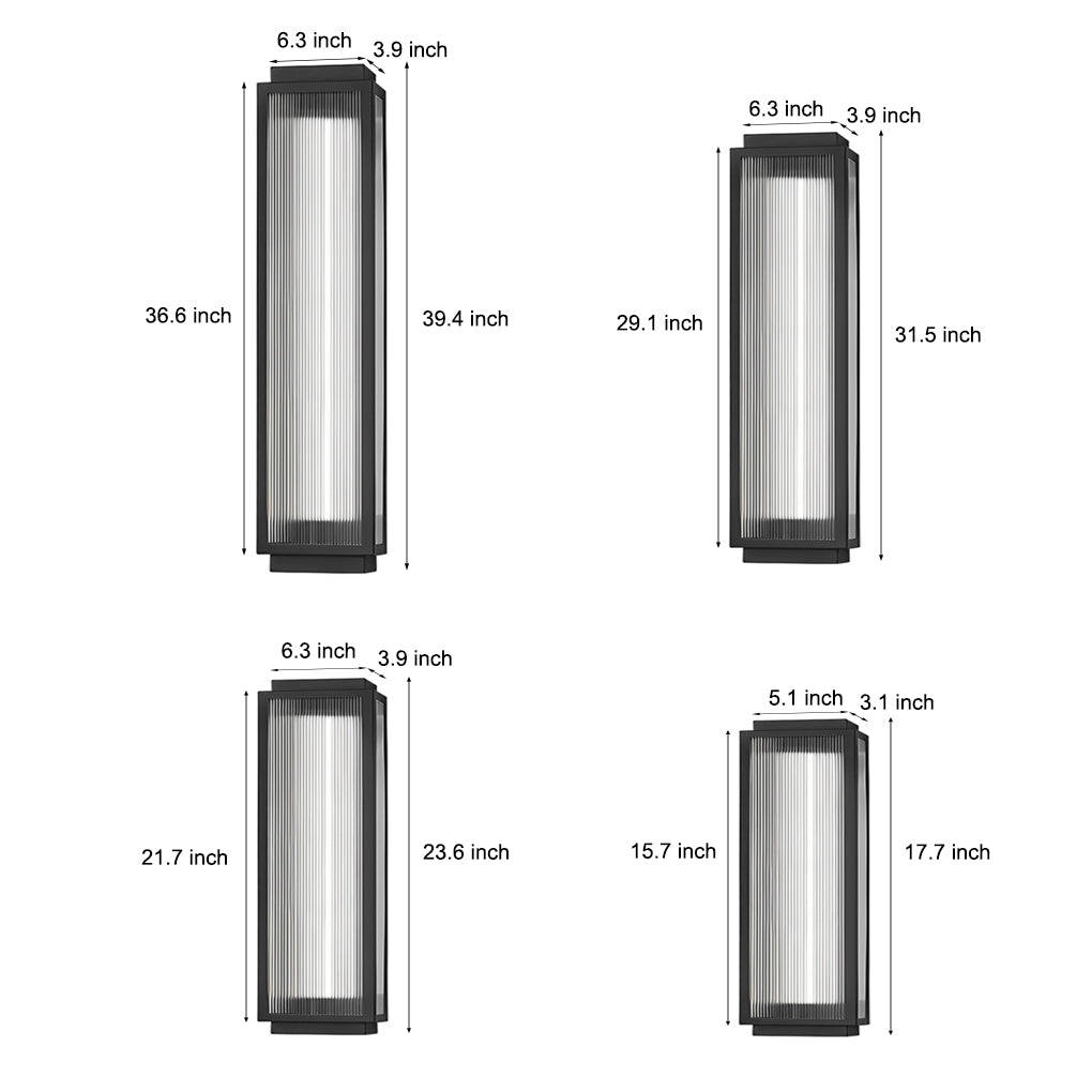 Rectangular Strip Waterproof LED Black Modern Outdoor Wall Lights-Lighom