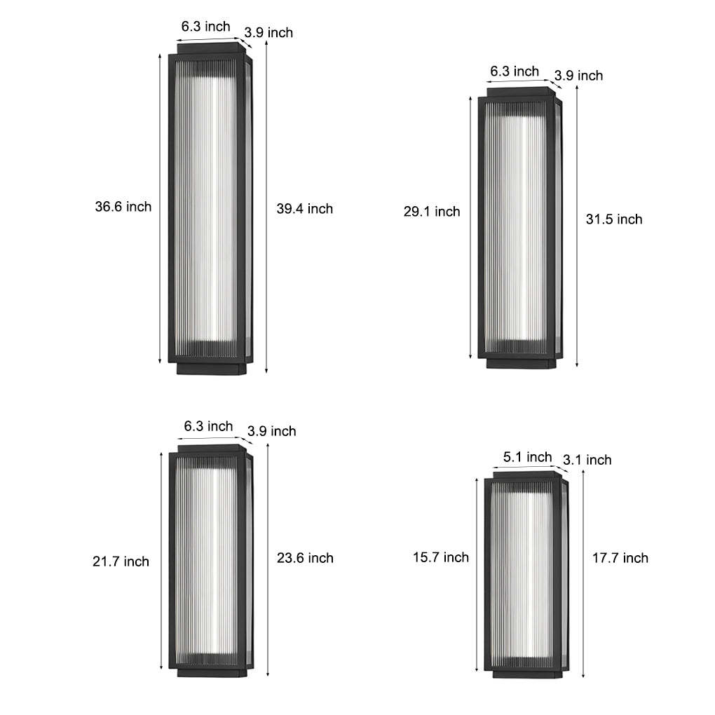 Rectangular Strip Waterproof LED Black Modern Outdoor Wall Lights-Lighom