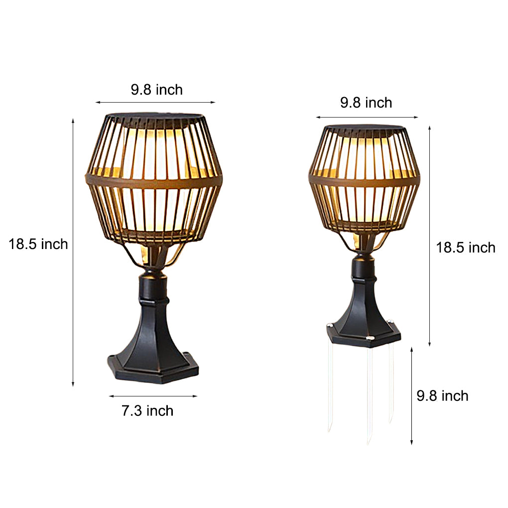 Waterproof Aluminum LED Matte Black Modern Solar Outdoor Lights Lanterns-Lighom
