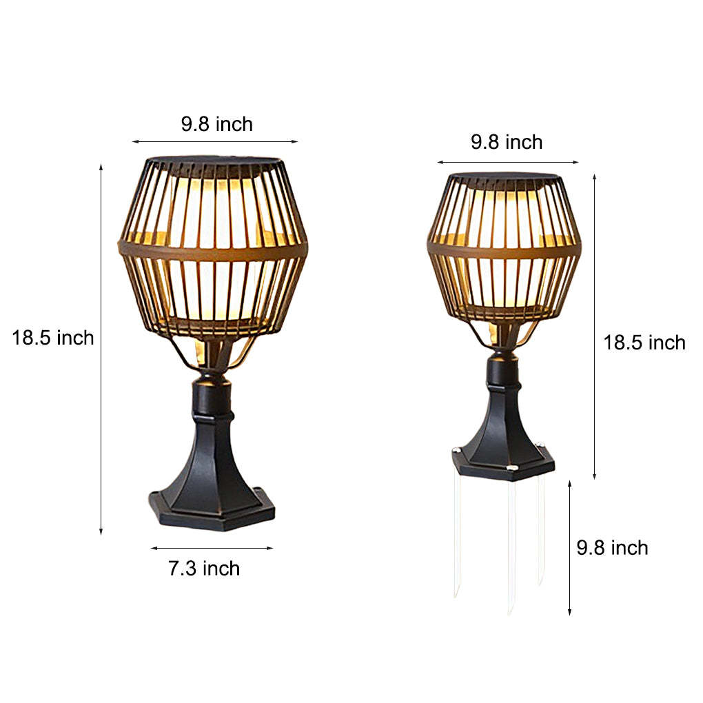 Waterproof Aluminum LED Matte Black Modern Solar Outdoor Lights Lanterns-Lighom