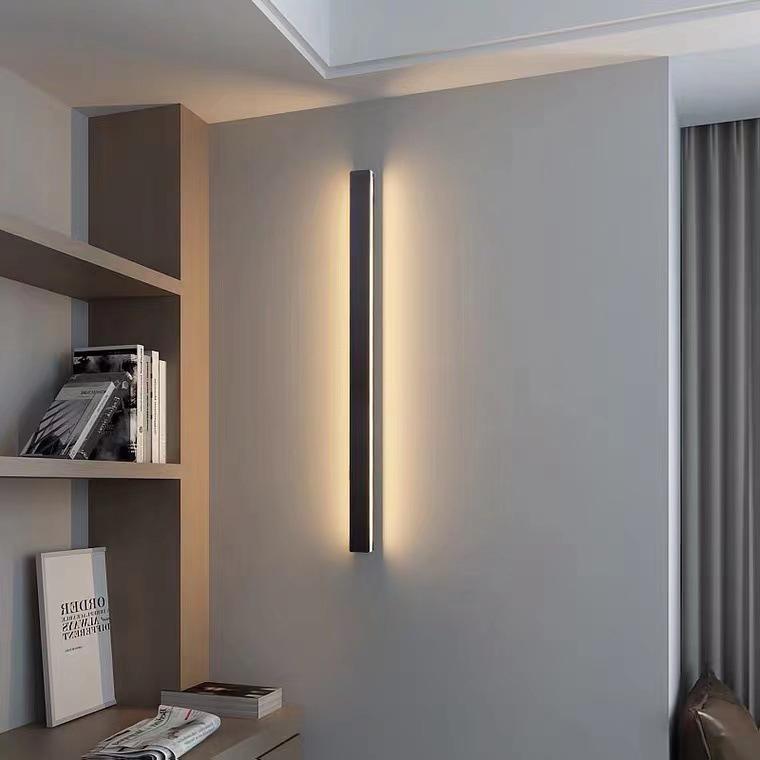 Waterproof Long Strip LED Wall Lamp Outdoor Wall Lights Black Porch Lights-Lighom