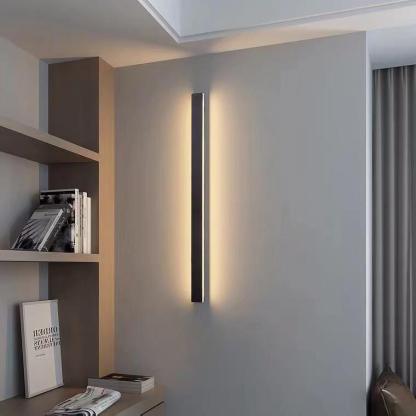 Waterproof Long Strip LED Wall Lamp Outdoor Wall Lights Black Porch Lights-Lighom