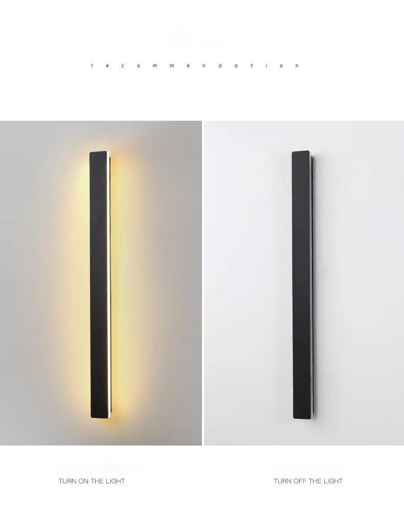 Waterproof Long Strip LED Wall Lamp Outdoor Wall Lights Black Porch Lights-Lighom