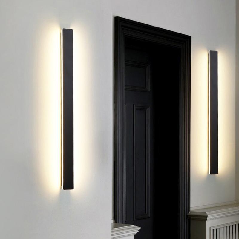 Waterproof Long Strip LED Wall Lamp Outdoor Wall Lights Black Porch Lights-Lighom