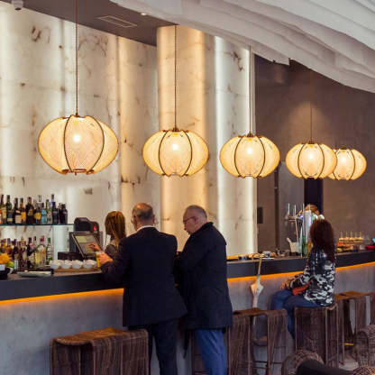 Retro Wooden Pendant Light Irregular Living Room Lamp