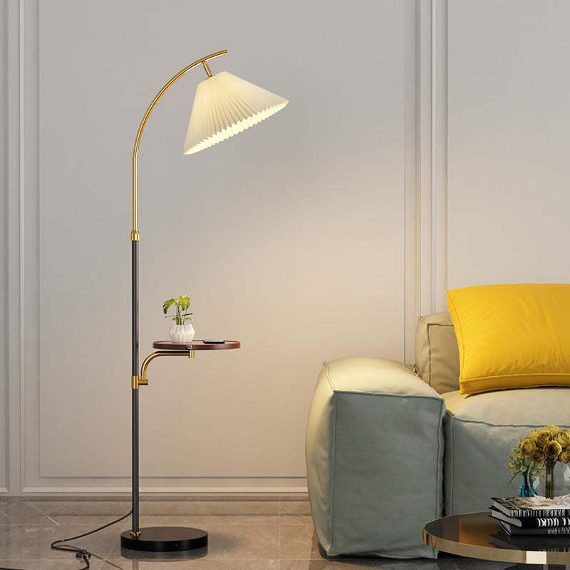 Modern Pleated Iron Pole Floor Lamp