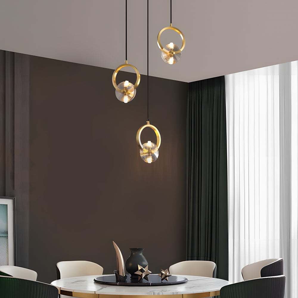 Round Copper Crystal LED Pendant