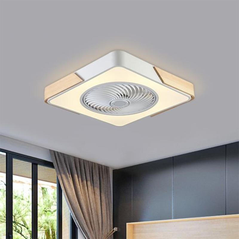 21'' LED Round Square Flush Mount Bladeless Ceiling Fan Lights-Lighom