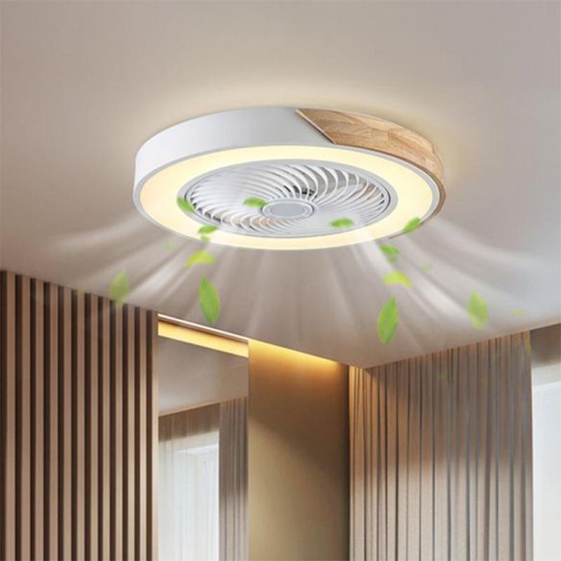 21'' LED Round Square Flush Mount Bladeless Ceiling Fan Lights-Lighom