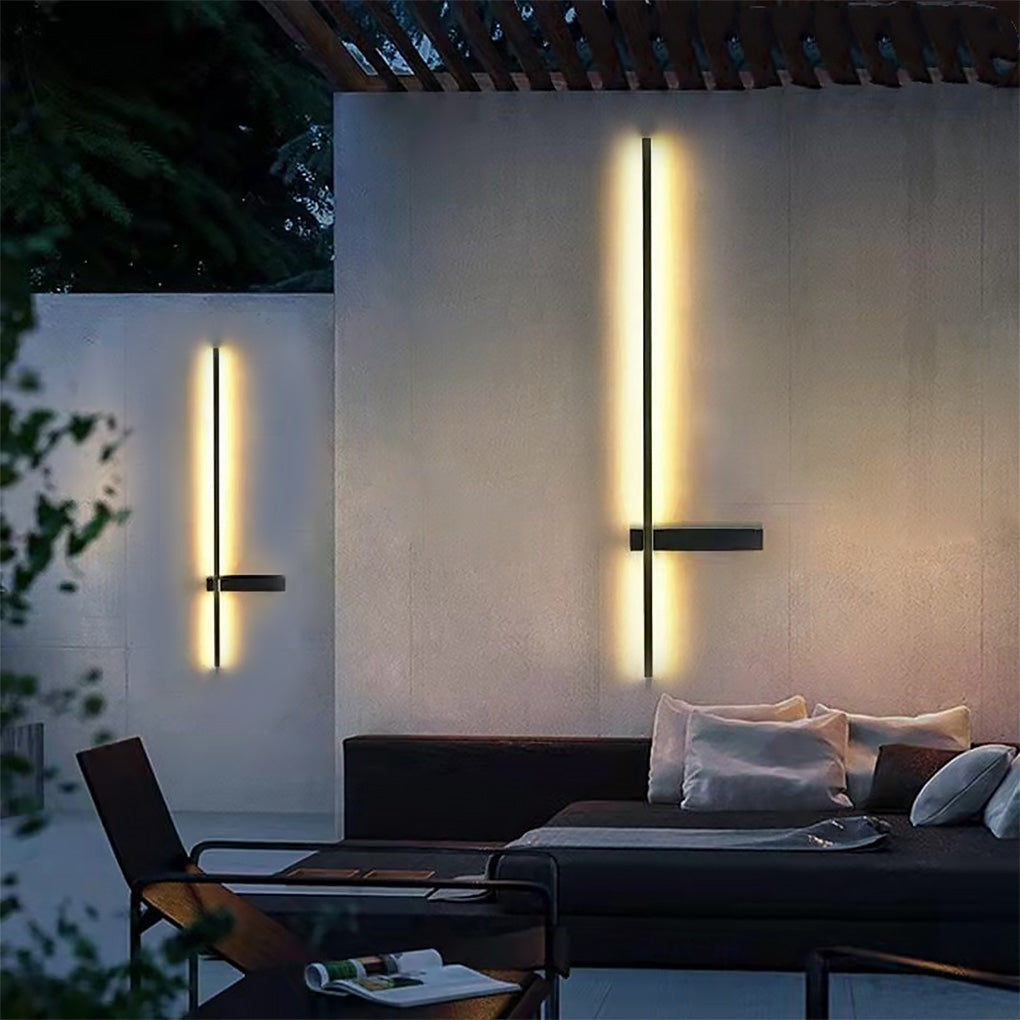 Interlaced Line Strip Black LED Modern Outdoor Wall Light
