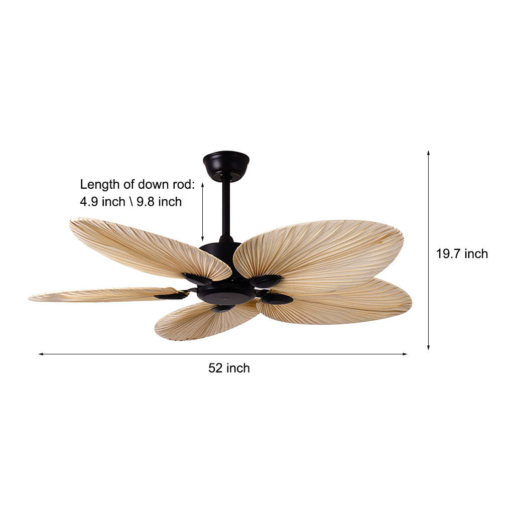 Palm Leaf Silent 52" Flush Mount Modern Ceiling Fan