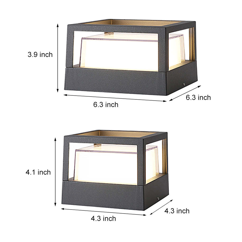 Square Double Layer Shade Outdoor Pier Mount Light Post Lamp-Lighom