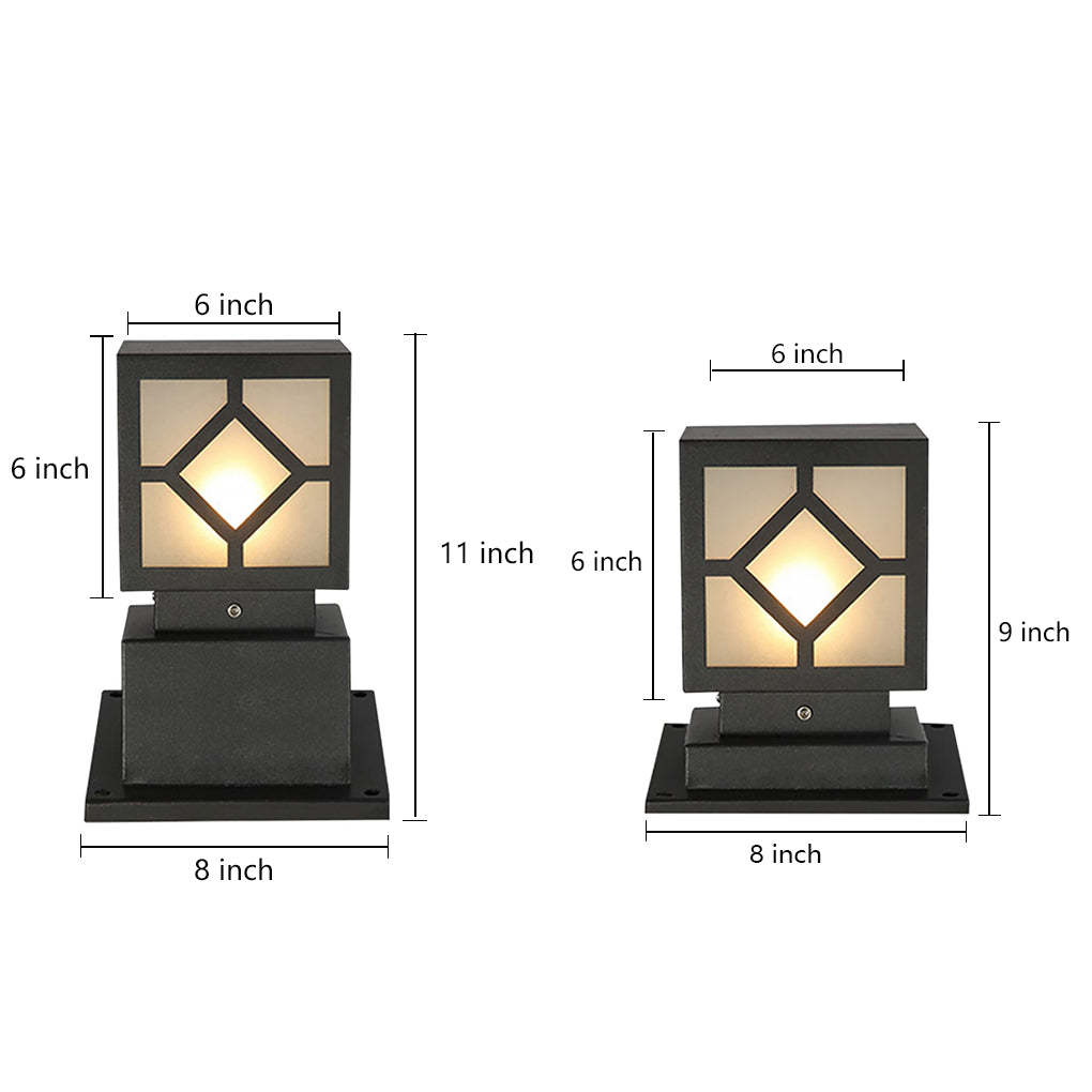 Retro European Solar Square Bollard Garden Light
