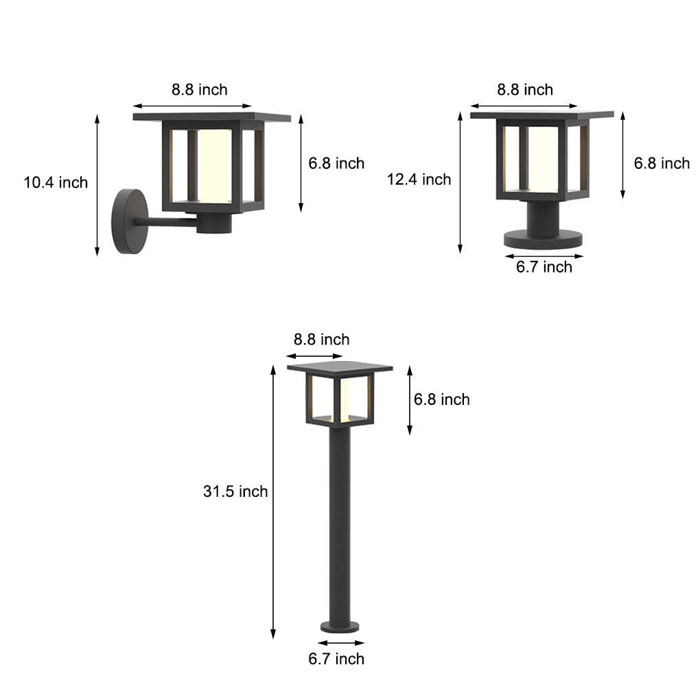 Wide Top Hollow LED Dual-Power Rain Shield Post Light