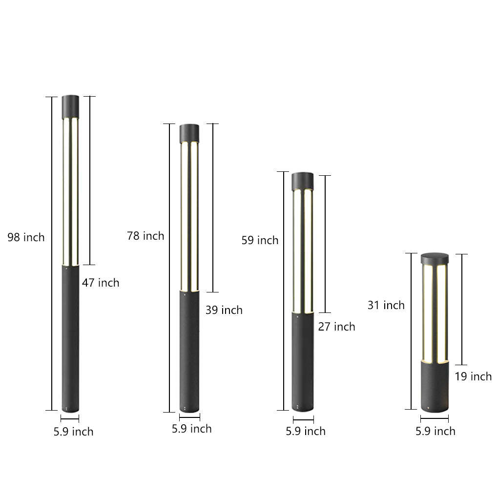 Cylinder Shaped LED Black Modern Outdoor Post Lights Pole Lamp Path Lights-Lighom