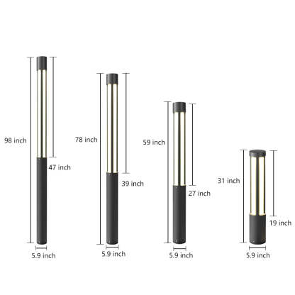 Cylinder Shaped LED Black Modern Outdoor Post Lights Pole Lamp Path Lights-Lighom