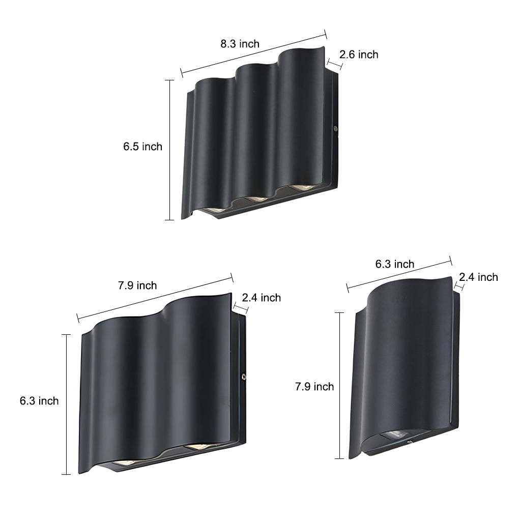 Arc Waterproof Wave Wall Sconces Outdoor Cool LED Up and Down Wall Mounted Lights-Lighom