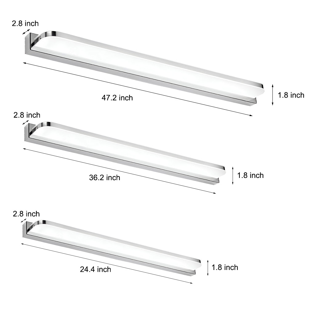 LED Bathroom Vanity Light with Wall-Mounted Panel and Polished Iron Trim-Lighom