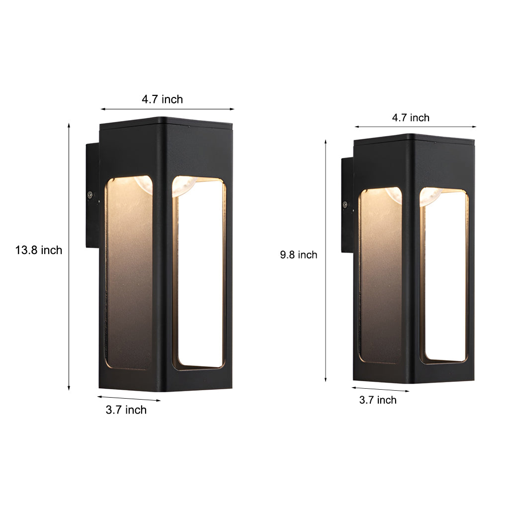 Rectangular IP65 Waterproof 12W LED Black Modern Outdoor Wall Lamp Sconces-Lighom