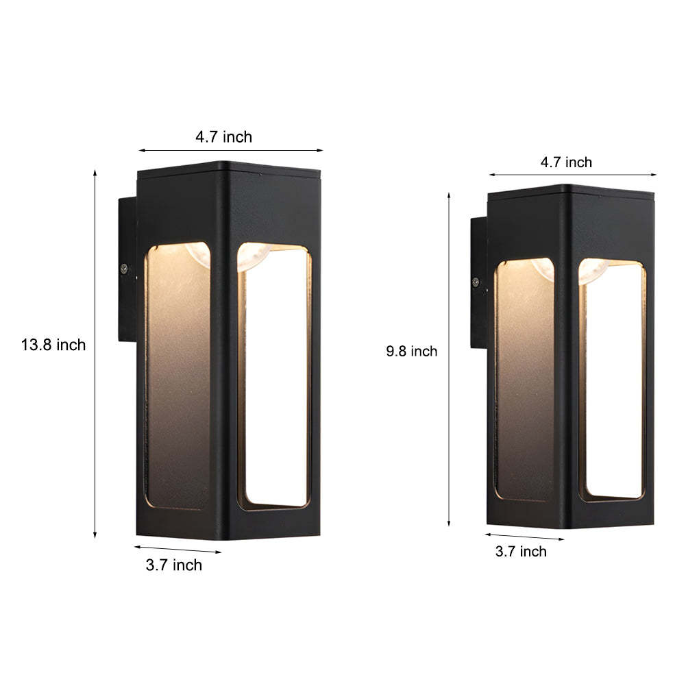 Rectangular IP65 Waterproof 12W LED Black Modern Outdoor Wall Lamp Sconces-Lighom
