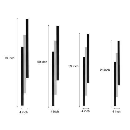 3-light Combined Linear Wall Lights 3-LED Rectangle Bar Outdoor Wall Light-Lighom