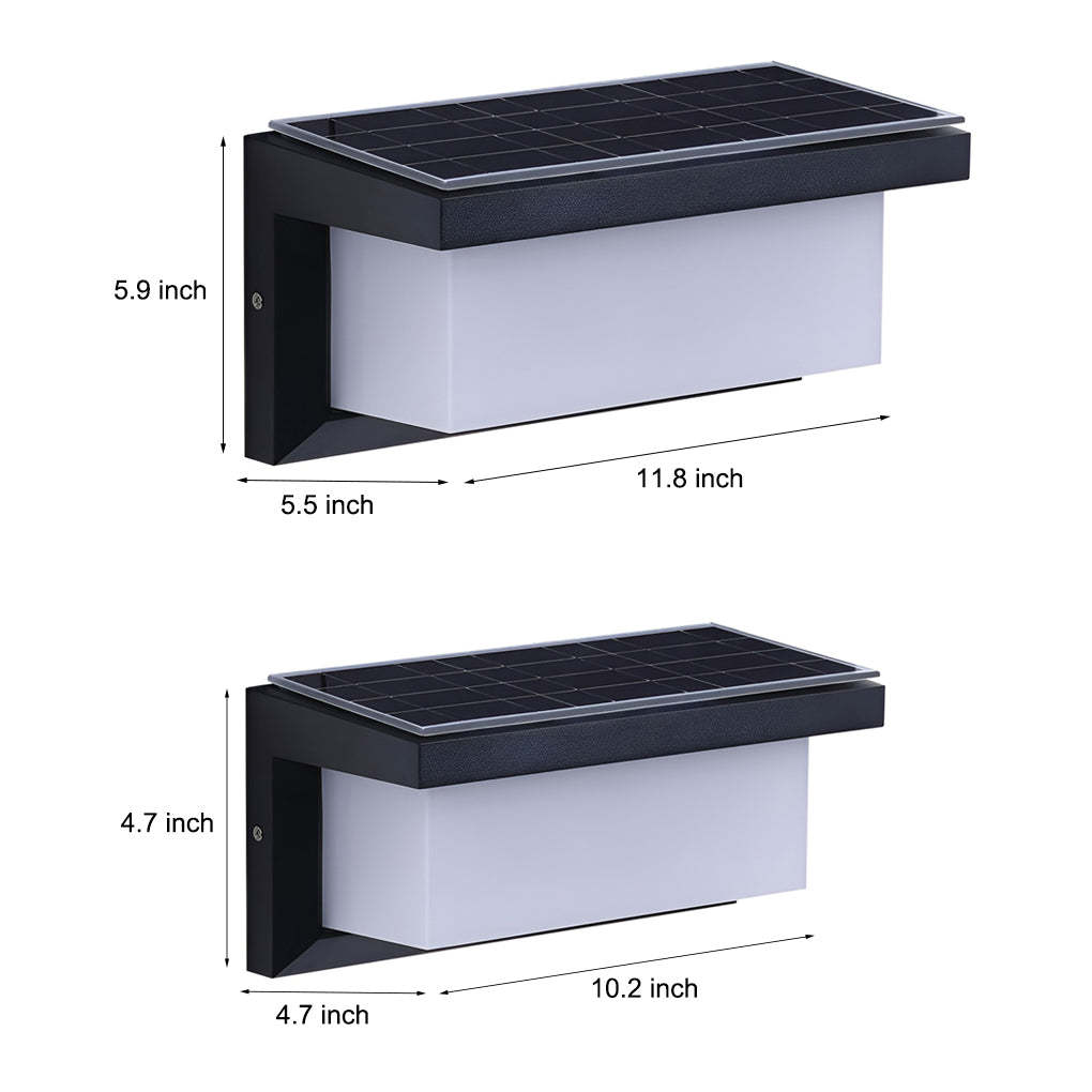 Rectangle Light-Control Black Modern Solar Sconce